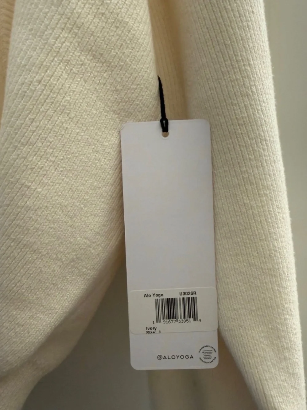 Alo Yoga Scholar Hooded Sweater | Ivory | Large